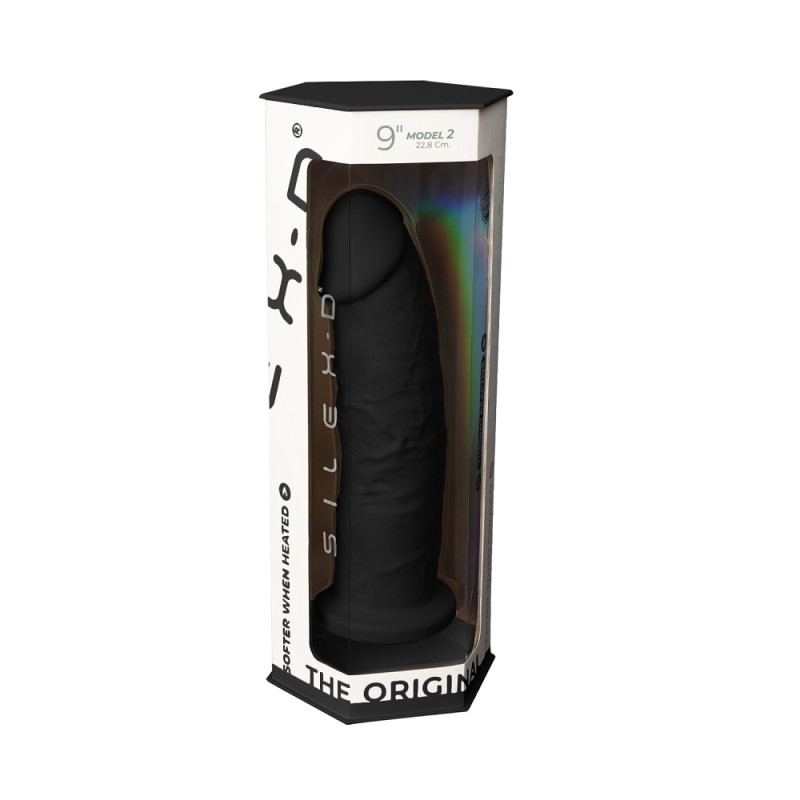 SilexD 9 inch Realistic Girthy Silicone Dual Density Dildo with Suction Cup Black
