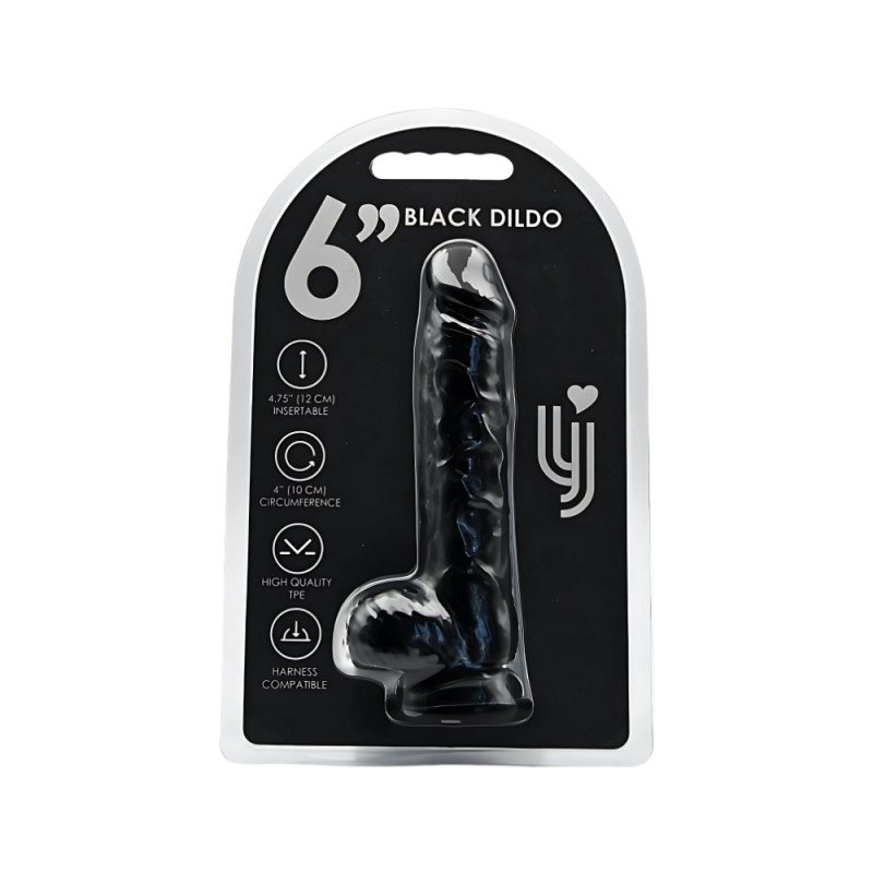 Loving Joy 6 Inch Dildo with Balls Black