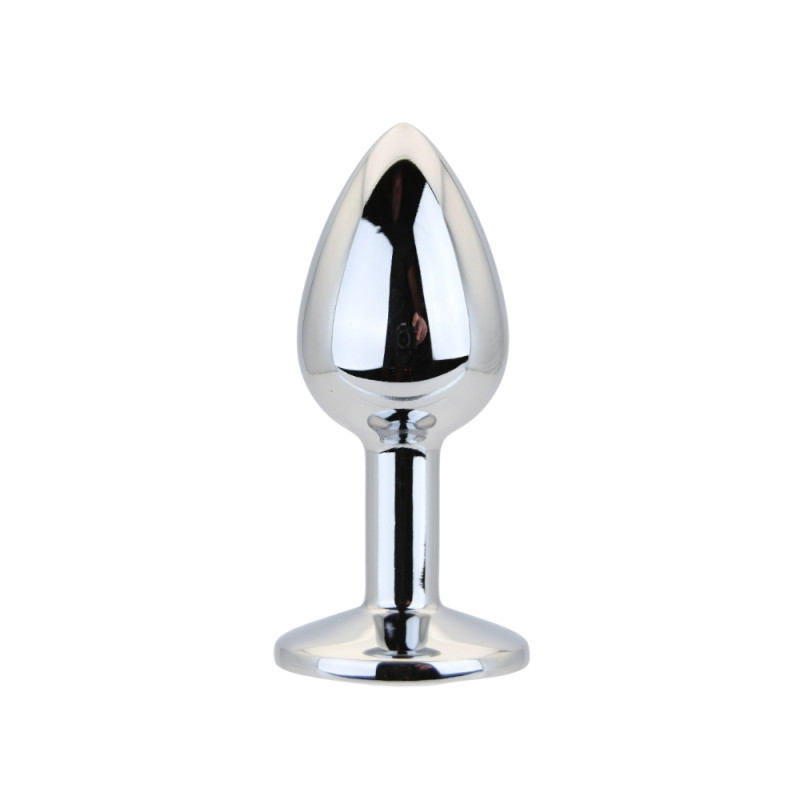 Toosh Silver Metal Butt Plug Small Clear Stone