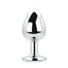 Toosh Silver Metal Butt Plug Large Clear Stone