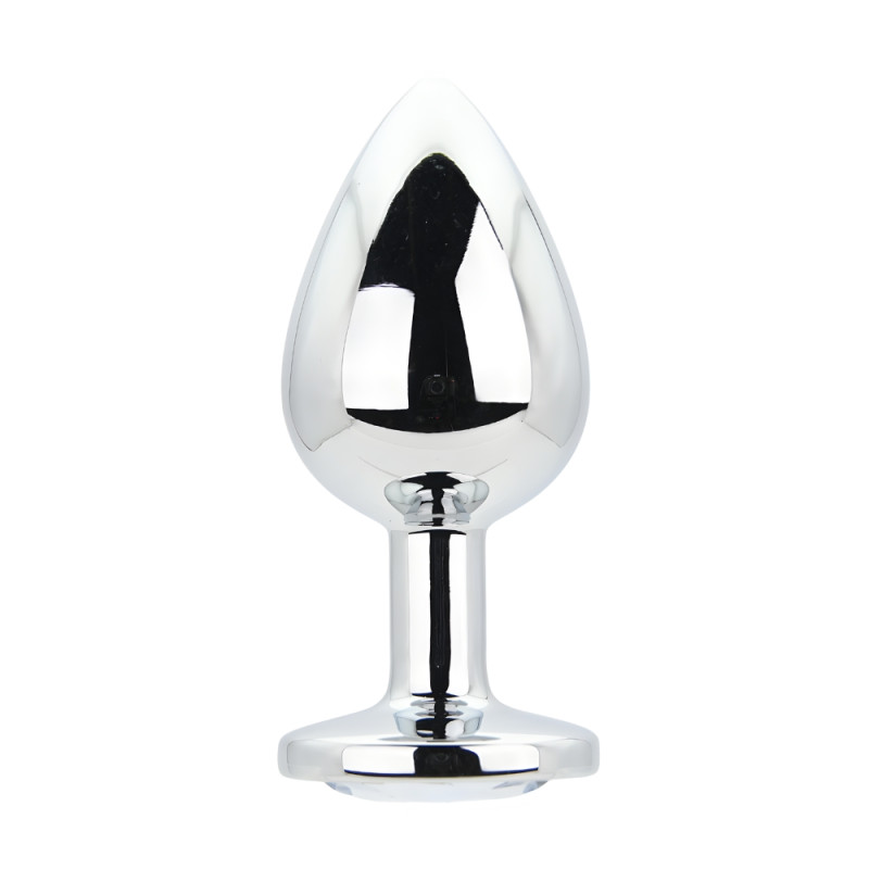 Toosh Silver Metal Butt Plug Large Clear Stone