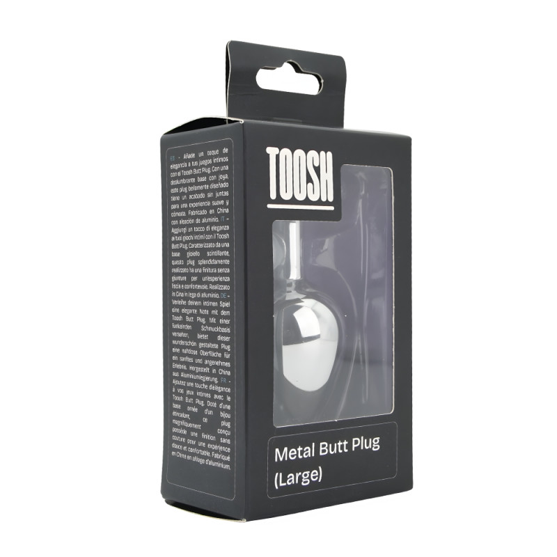 Toosh Silver Metal Butt Plug Large Clear Stone