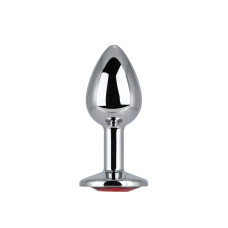 Toosh Silver Metal Butt Plug Small Red Stone