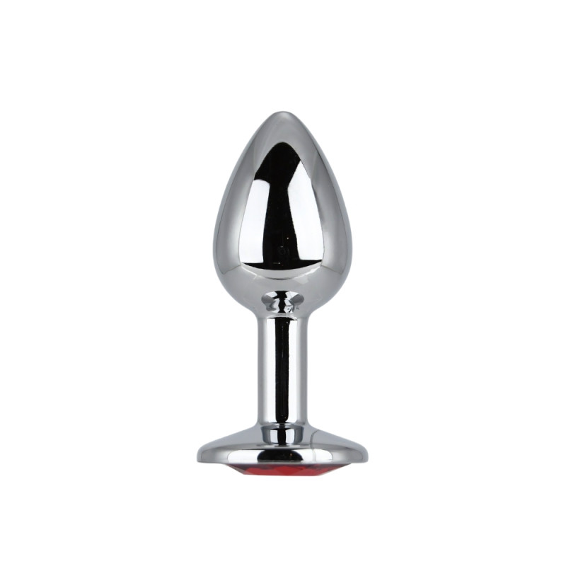 Toosh Silver Metal Butt Plug Small Red Stone