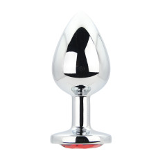Toosh Silver Metal Butt Plug Large Red Stone