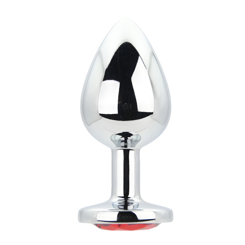 Toosh Silver Metal Butt Plug Large Red Stone