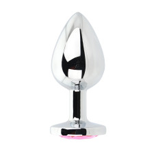 Toosh Silver Metal Butt Plug Large Pink Stone