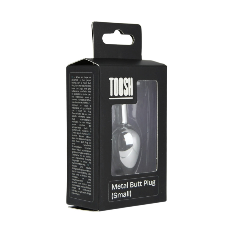 Toosh Heart Shaped Silver Butt Plug with Red Stone Small