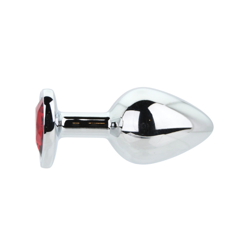Toosh Heart Shaped Silver with Red Stone Medium