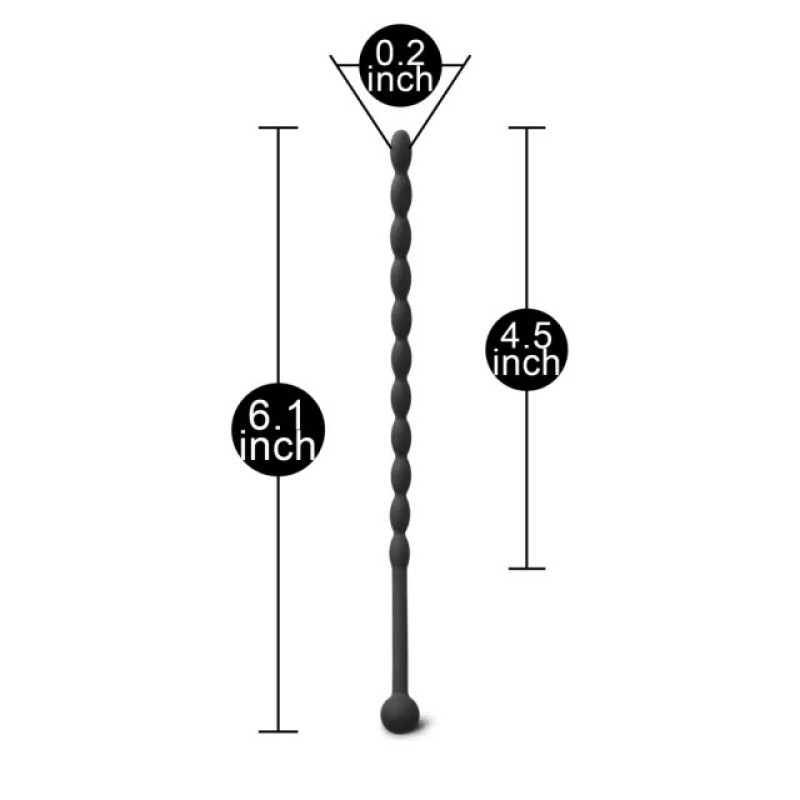 6 Inch Black Silicone Beaded Penis Sound Plug