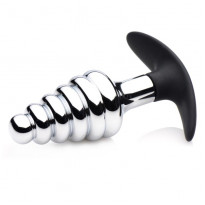 Master Series Dark Hive Metal And Silicone Ribbed Anal Plug