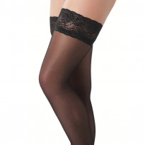 Black Holdup Stockings with Floral Lace Top