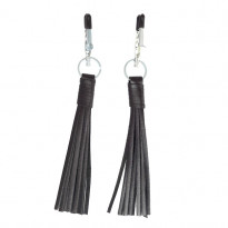 Nipple Clamps with Black Leather Tassels