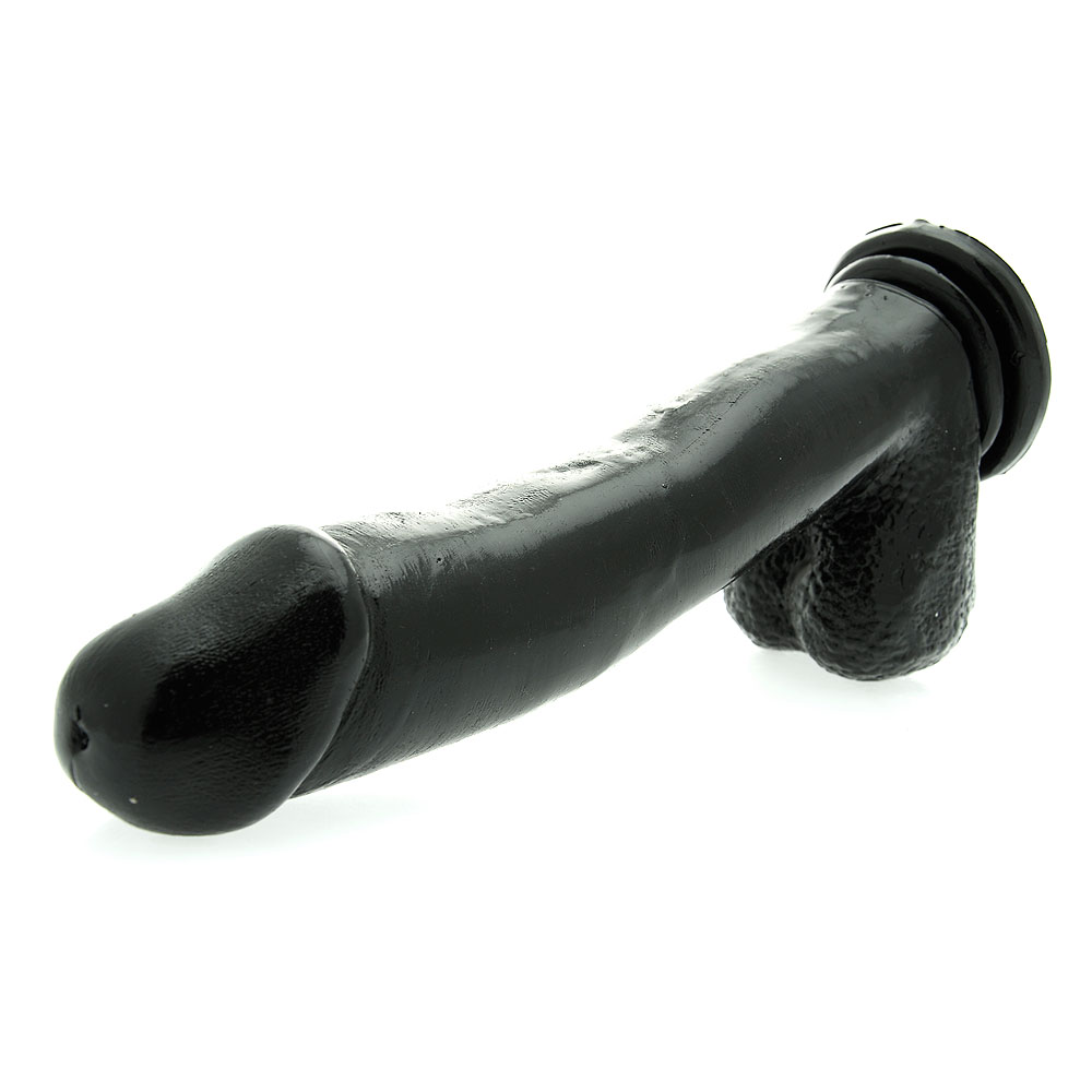 Basix 12 Inch Dong with Suction Cup Black - For The Closet