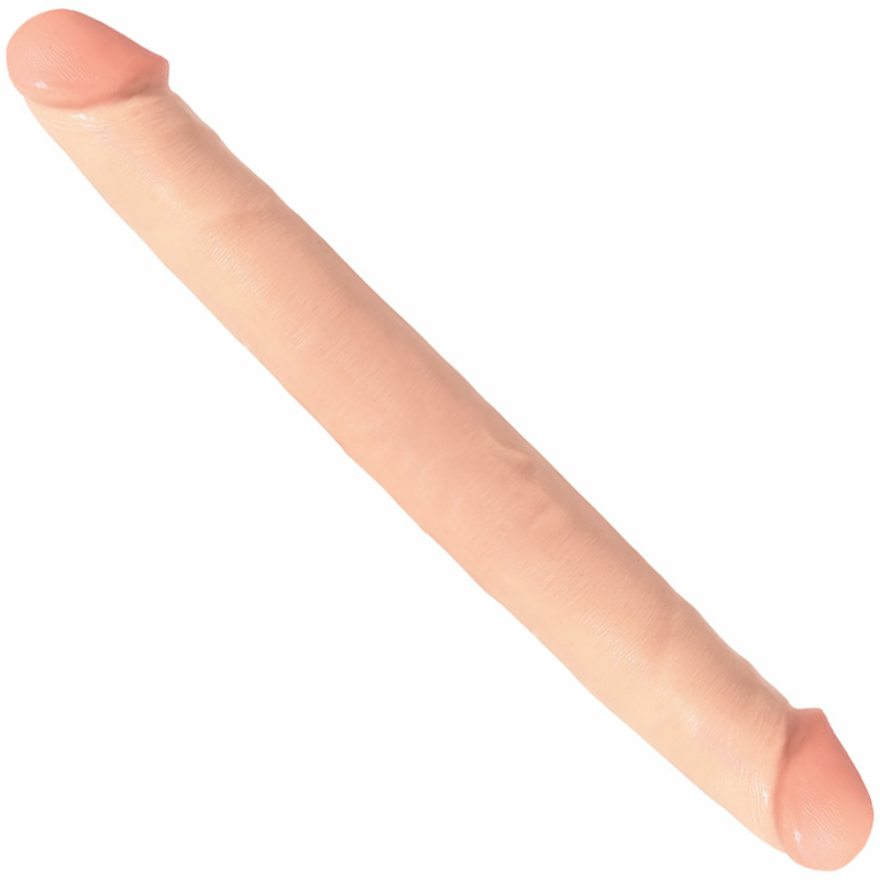 Basix 12 Inch Double Dong Flesh - For The Closet