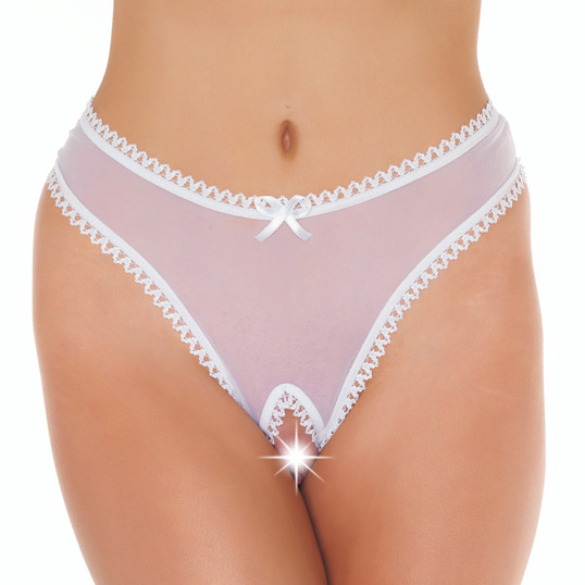 White Open Crotch GString - For The Closet
