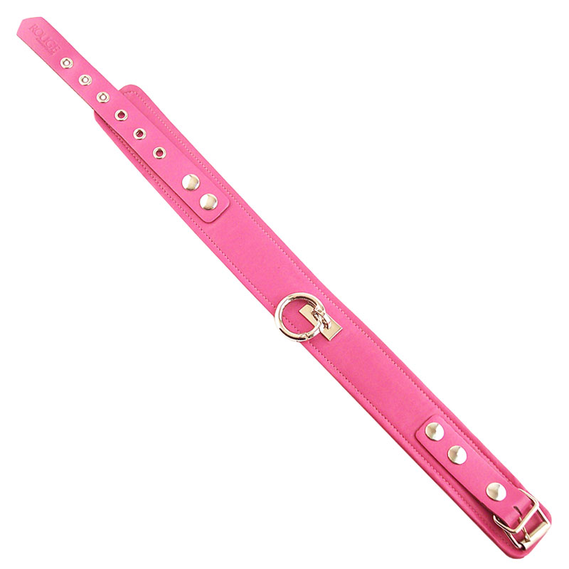 Rouge Garments Plain Pink Leather Collar - For The Closet