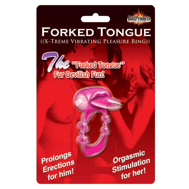 Forked Tongue Vibrating Silicone Cock Ring - For The Closet