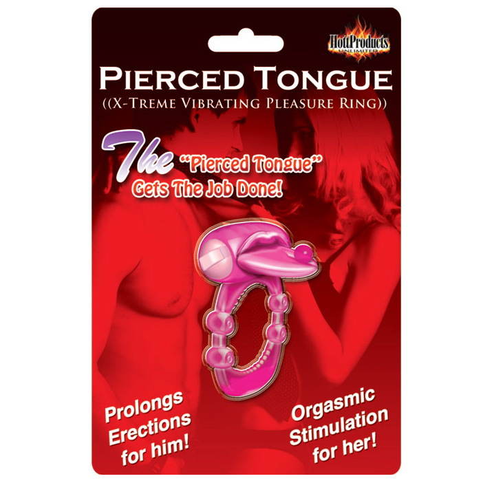 Pierced Tongue Vibrating Silicone Cock Ring - For The Closet