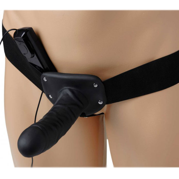 Deluxe Vibro Erection Assist Hollow Silicone Strap On - For The Closet