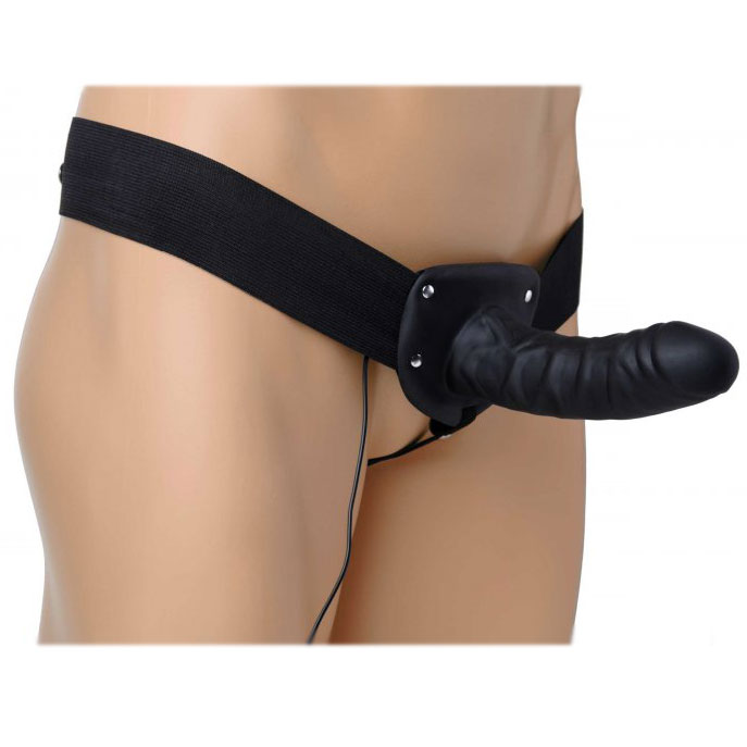 Deluxe Vibro Erection Assist Hollow Silicone Strap On - For The Closet